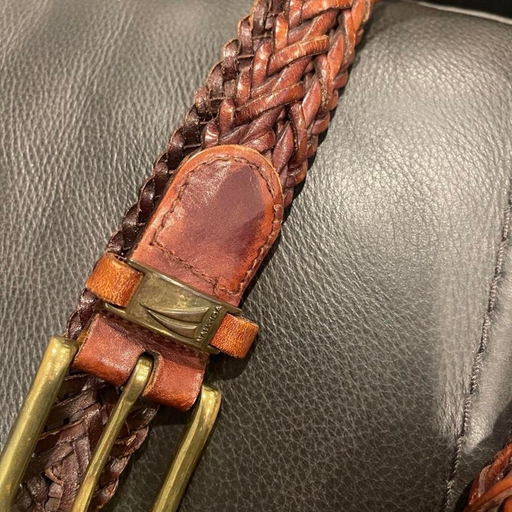 Nautica brown leather braised belt sz 42